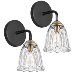 Elegant Black and Gold Wall Sconce Set